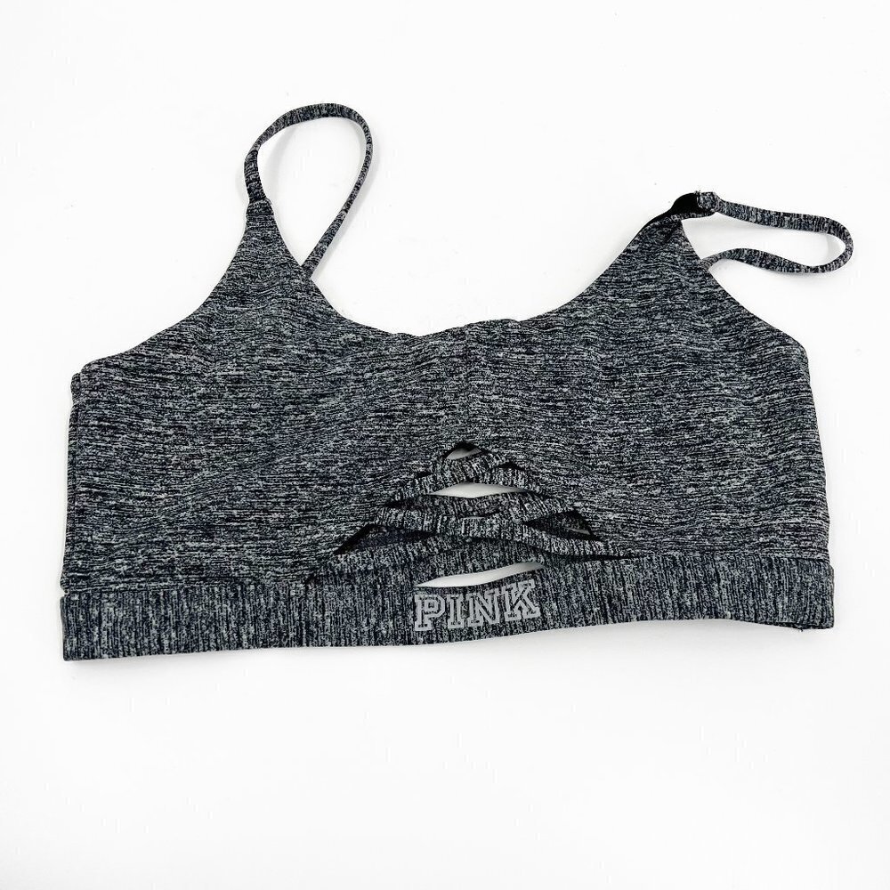 ✅ PINK VS ULTIMATE SPORTS BRA SIZE SMALL GREY WITH CUT OUT